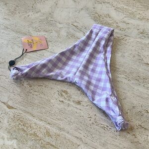 SKATIE gingham purple and white women’s swim bottom medium